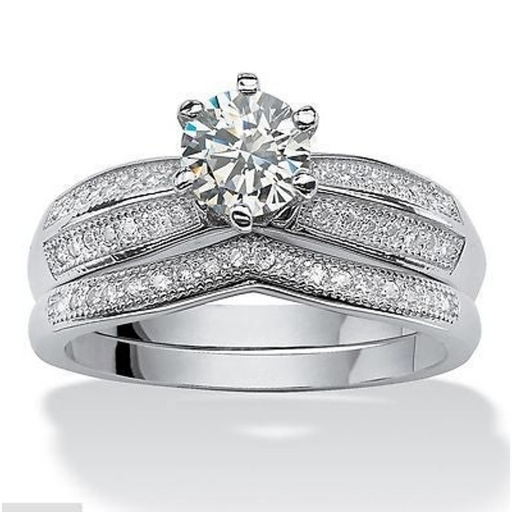 WEDDING RING SET 925/14k Engagement Sterling Silver #11